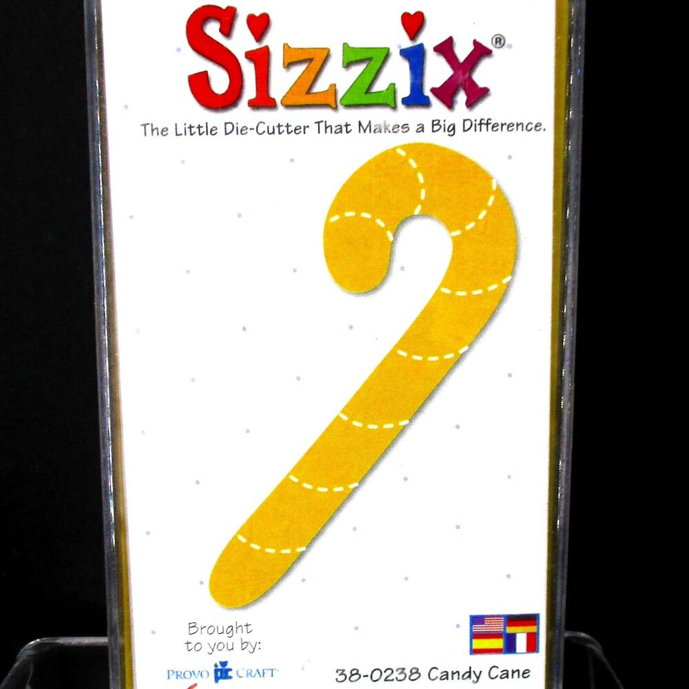 Sizzix Candy Cane, Medium Yellow Die, 2.75" Tall, Christmas W/ Case